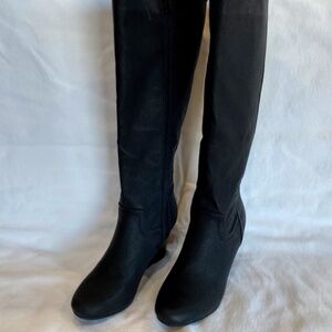 Black Calf wedge heel boots - ladies size 8.5 - like new.